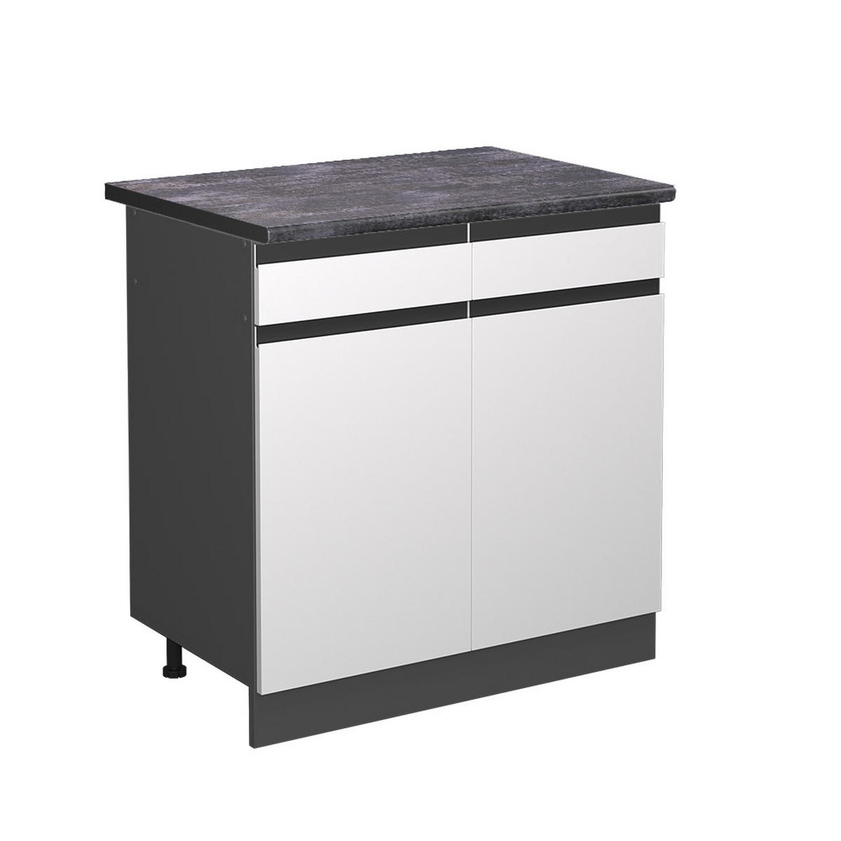 KÜCHENUNTERSCHRANK R-Line Weiß 80 cm, AP Anthrazit - Anthrazit/Weiß, Holzwerkstoff (80/81.6/60cm) - Vicco