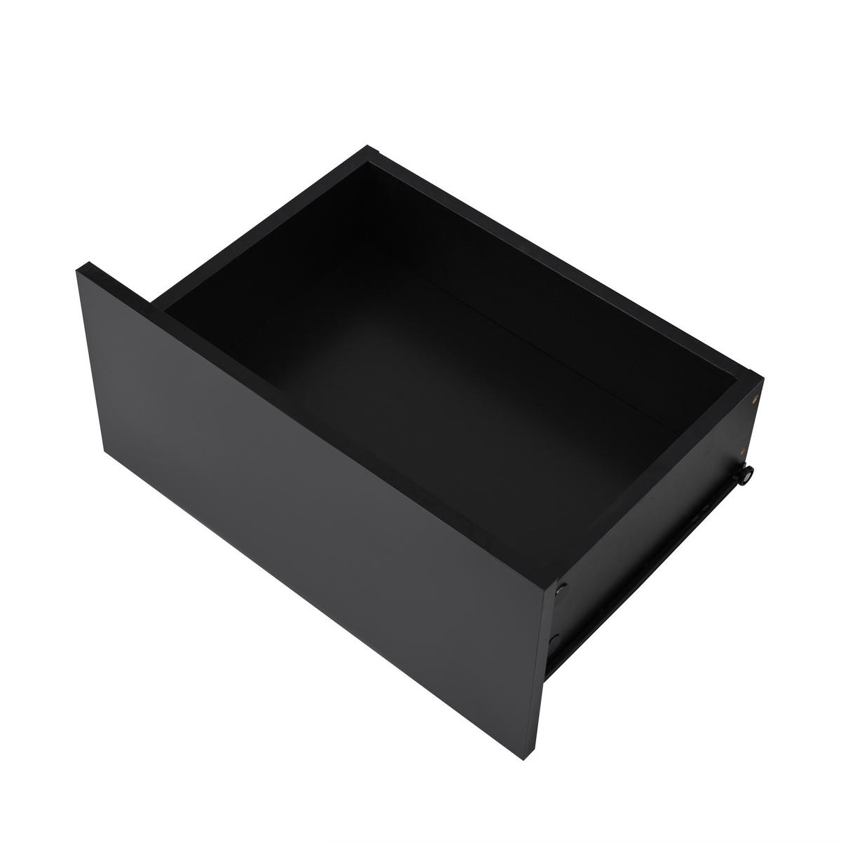 COUCHTISCH 95/45/35 cm in Schwarz aus Spanplatte mit LED und 2 Schubladen - Schwarz, Holzwerkstoff (95/45/35cm) - OKMYHOME