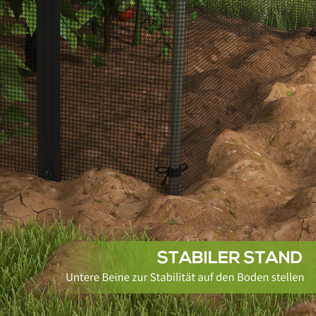 INSEKTENSCHUTZNETZ, für Garten, Balkon, HDPE, Schwarz - Schwarz, Metall (120/188/120cm) - Outsunny