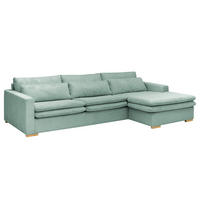 ECKSOFA mit Longchair - Blau, Textil (299/164cm) - home24