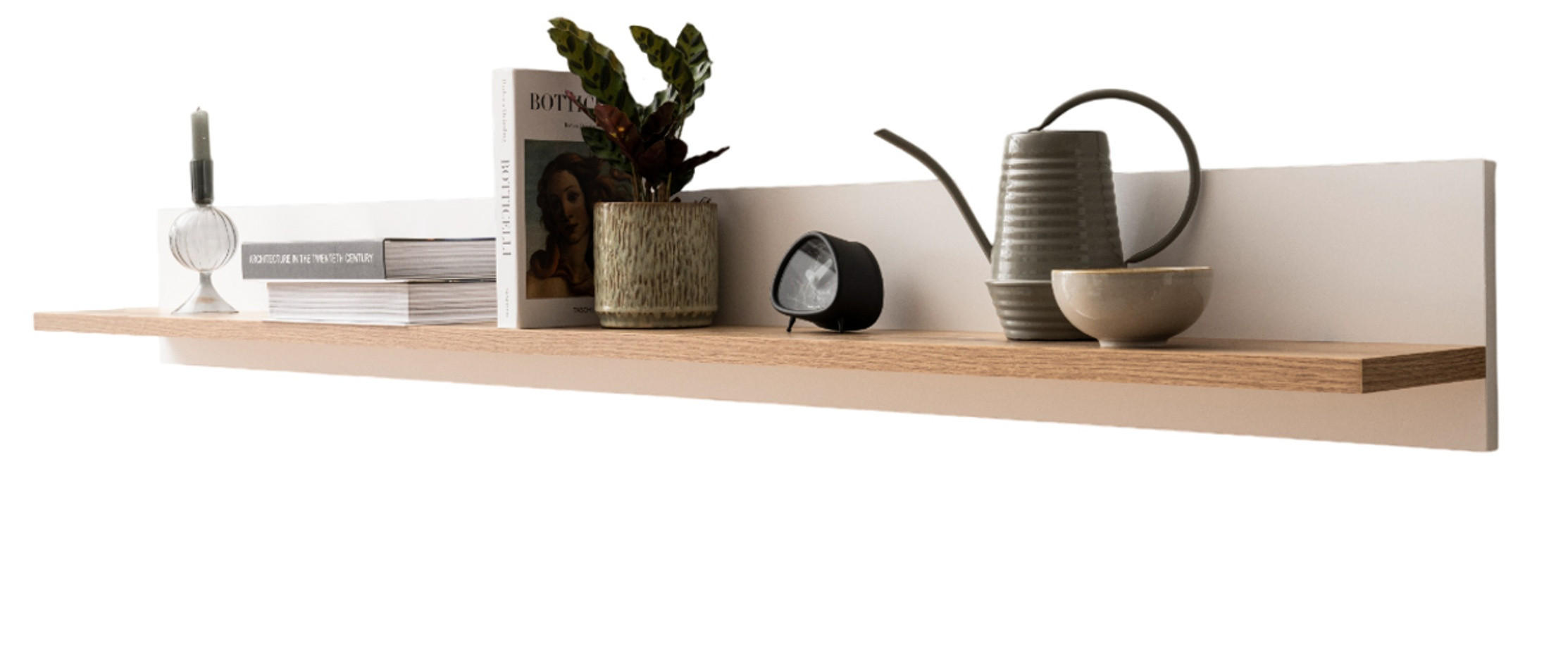 WANDBOARD weiß matt, Evoke Eiche, Wandregal 180 cm - Eichefarben/Weiß, Holzwerkstoff (180/20/20cm) - Furn.Design