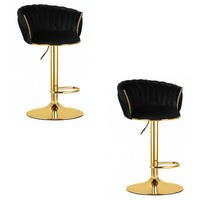 BARHOCKER 2-er Set MIG schwarzer Sitz, Goldbasis - Schwarz, Textil (51/105/50cm) - Valora