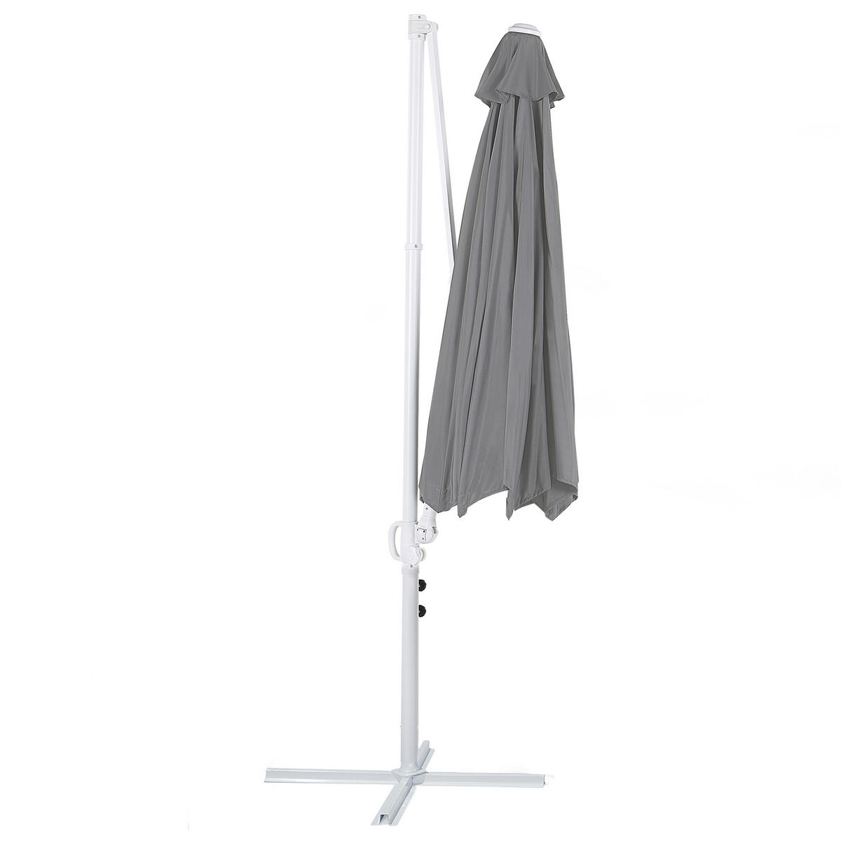 AMPELSCHIRM dunkelgrau/weiß 295 cm Savona II - Weiß/Grau, Textil (295/295cm) - Beliani