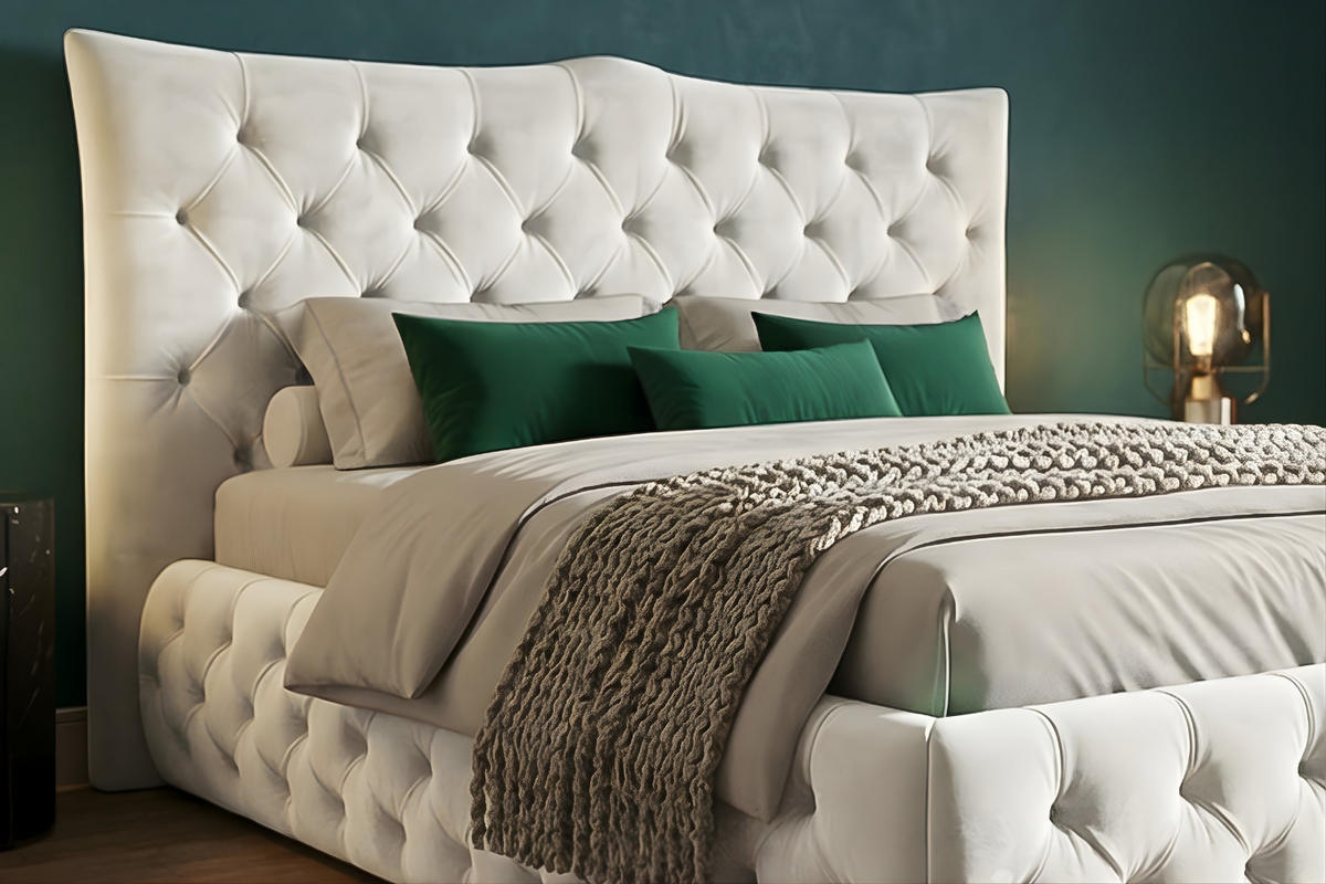 POLSTERBETT BERTINI Cremeweiß Velvet - Creme/Weiß, Textil (180/200cm) - KAWOLA