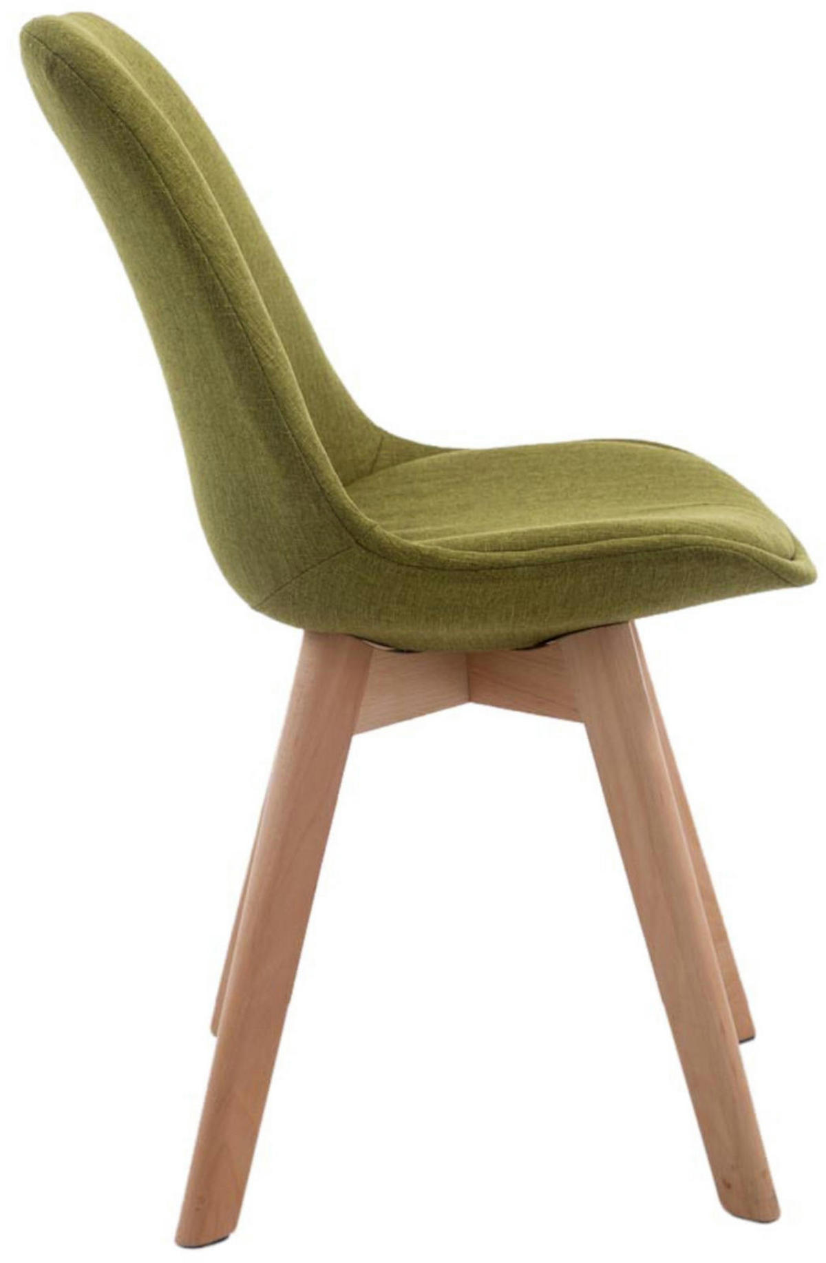 STUHL 4er Set Stoff grün - Eukalyptusholzfarben/Grün, Holz/Textil (48/84/55cm) - CLP
