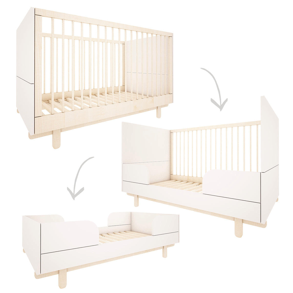 SOBA ZA BEBE 2-dijelniRomy Bijeli - bijela, drvni materijal (145/99/75cm) - Petits-meubles