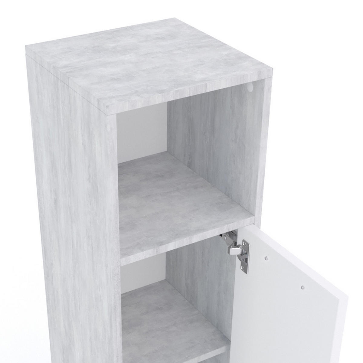 MIDISCHRANK Kiko Beton 30 x 95 cm - Weiß/Grau, Holzwerkstoff (30/95/30cm) - Vicco