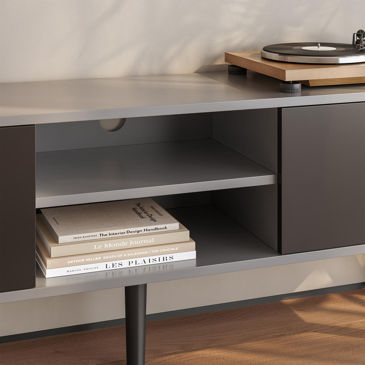 LOWBOARD Eskilstuna - Schwarz, Holz/Holzwerkstoff (120/46.5/29.5cm) - [en.casa]