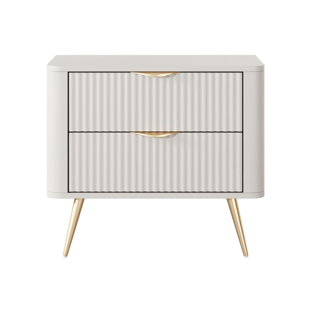 NACHTTISCH LEKNES STO1 An den Seiten abgerundete Leiste aus MDF-Platte Beige Beige - Beige, Holzwerkstoff (63/55/38cm) - Komodee