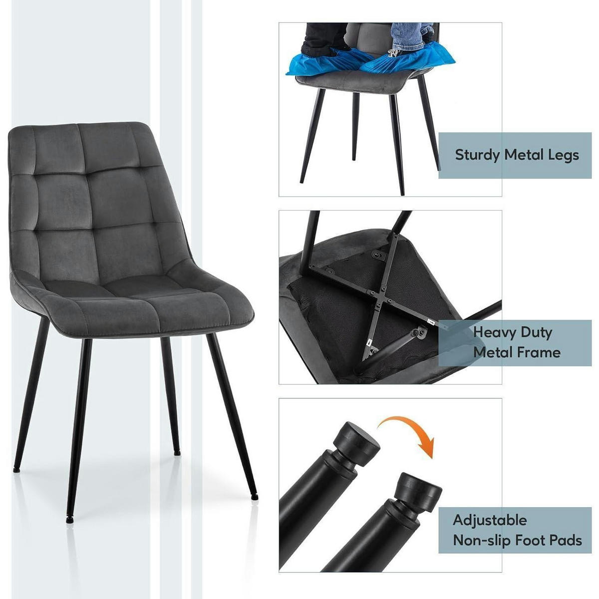 ESSZIMMERSTUHL 2er Set mit Rückenlehne, Samt anthrazit - Anthrazit, Textil (44/86/44cm)