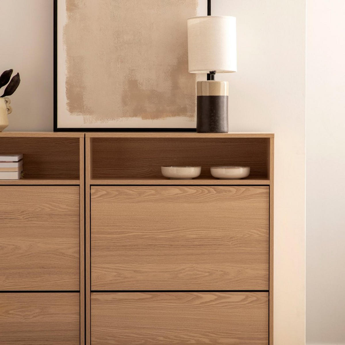 SCHUHSCHRANK SCHMALES Remi Natürlich 70 cm x 115 cm - Naturfarben, Holzwerkstoff (70/115/24cm)