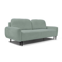 SOFA BOHO Mit Schlaffunktion Und Bettkasten, Wellenfederung, PUR-Schaum, Holzfüße, lose Rückenkissen, freistehend, 244x102x92 cm Mint green - Mintgrün, Holz/Textil (244/92/102cm) - DomoHome