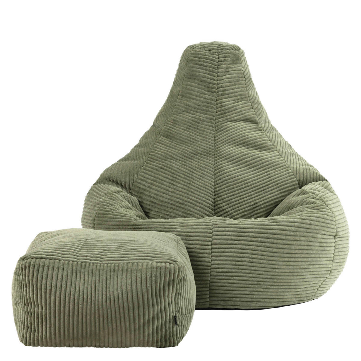 SITZSACK Dalton mit Hocker - Salbeigrün, Textil (90/73/84cm) - icon
