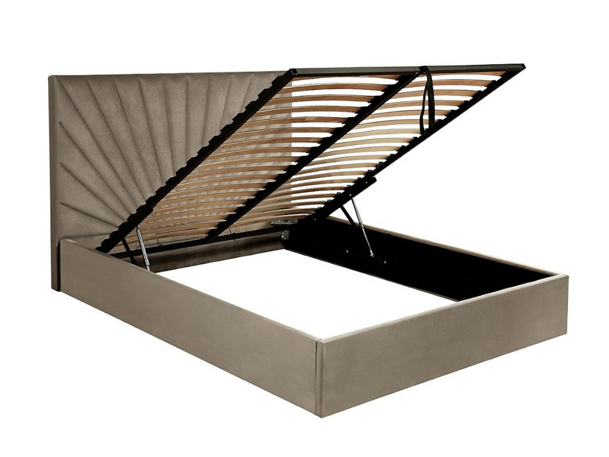 BETT mit Bettkasten - 2 Personen - Samt, Stoff - Anthrazitgrau - - Anthrazit, Textil (180/200cm) - Vente-Unique