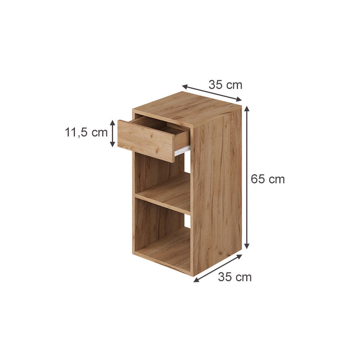 NACHTTISCH Dany Goldkraft Eiche 35 x 65 cm mit 1 Schublade - Honigeiche, Holzwerkstoff (35/65/35cm) - Vicco