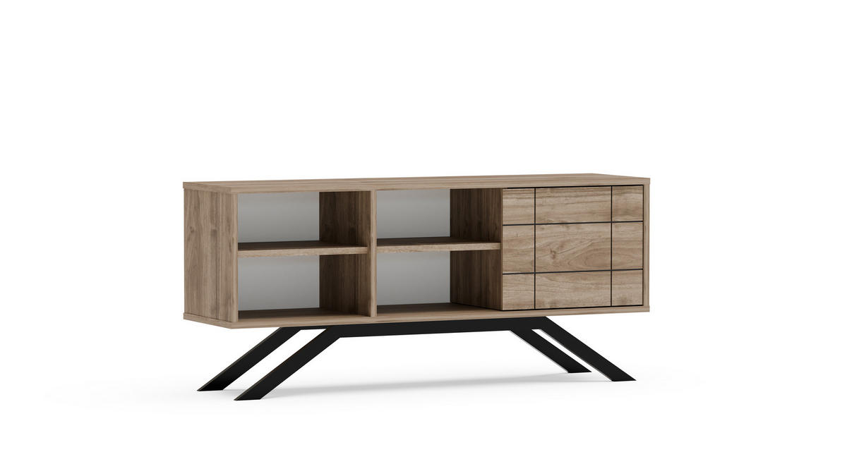 TV-ELEMENT North Walnuss Schwarz - Walnussfarben/Schwarz, Holzwerkstoff (130/58.6/38.6cm) - Decorotika