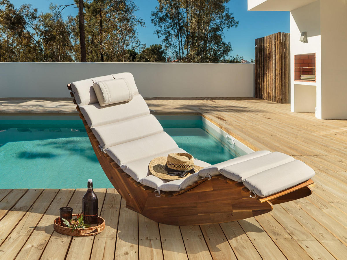 LIEGENAUFLAGE Hellbeige 60/180 cm Brescia Premium - Beige, Textil (180/5/60cm) - Beliani