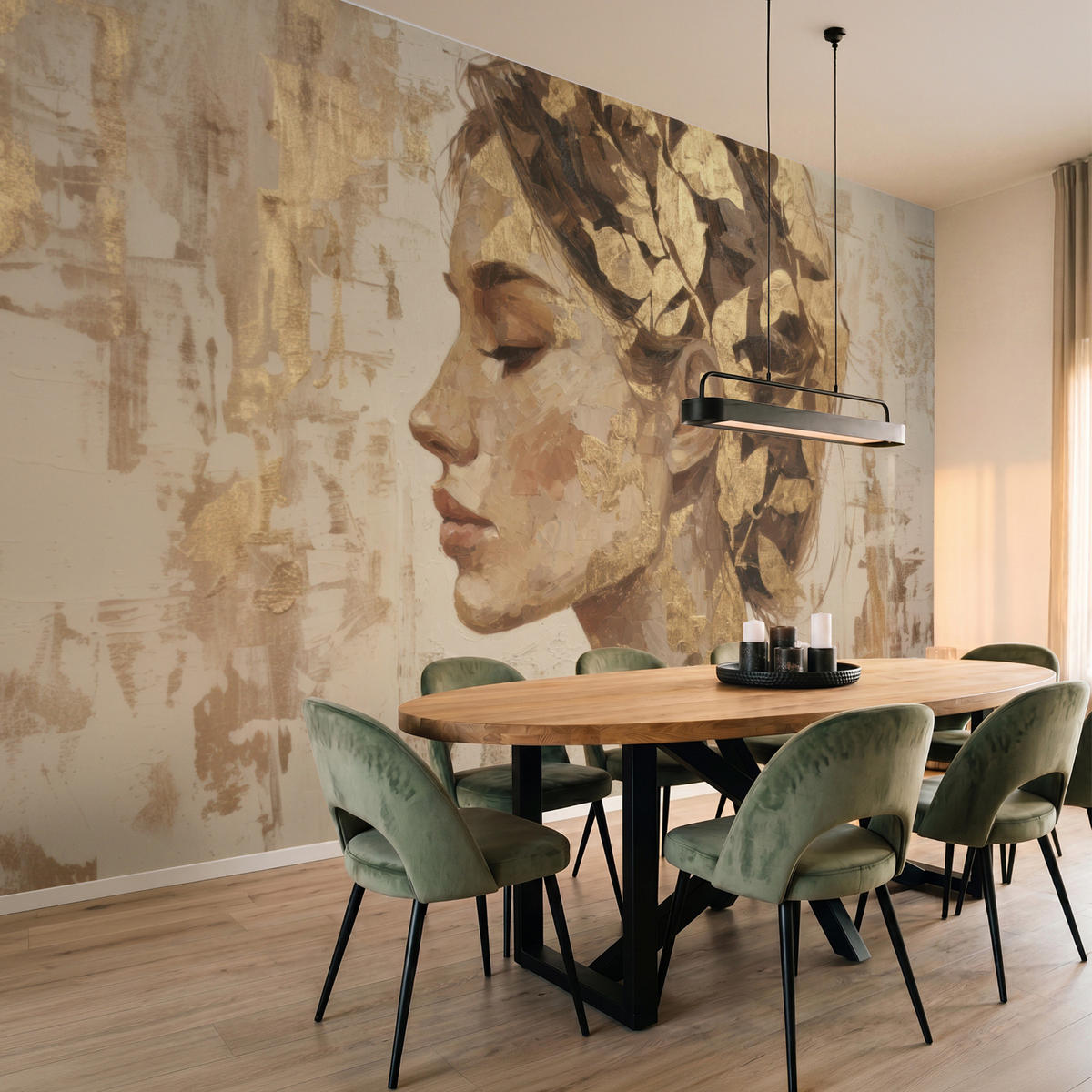 TAPETE - Frau - Gold - Abstrakt - Textur - 500x280 cm - Goldfarben, Papier (500/280cm) - OnlyWow