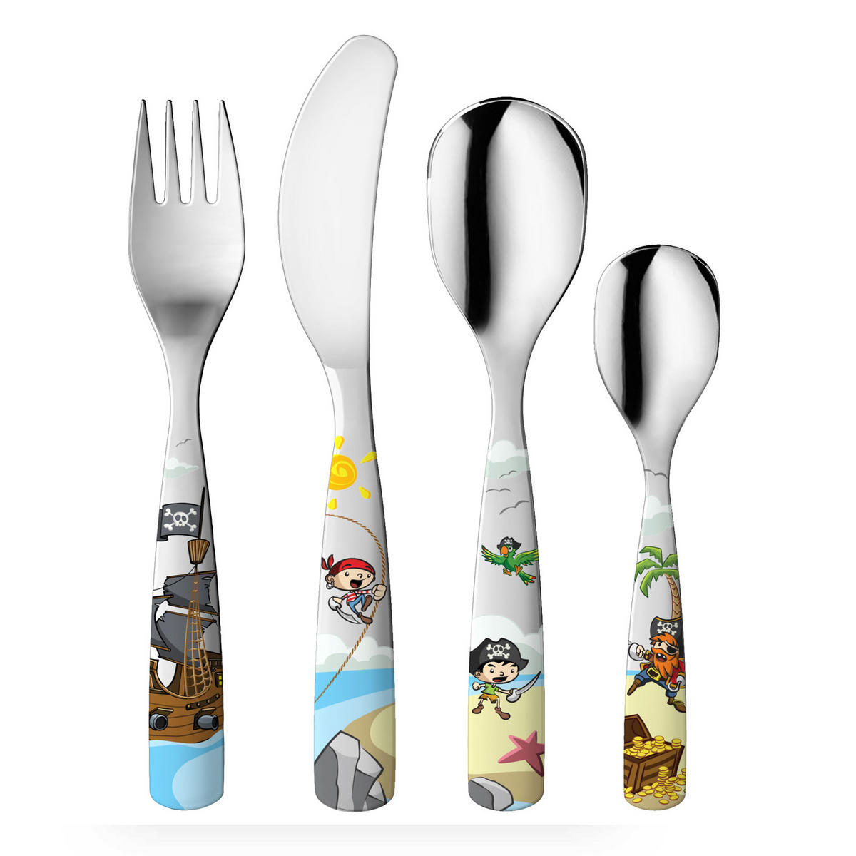 KINDERBESTECK Piraten - Set, 4-teilig - Multicolor, Metall - gnali & zani
