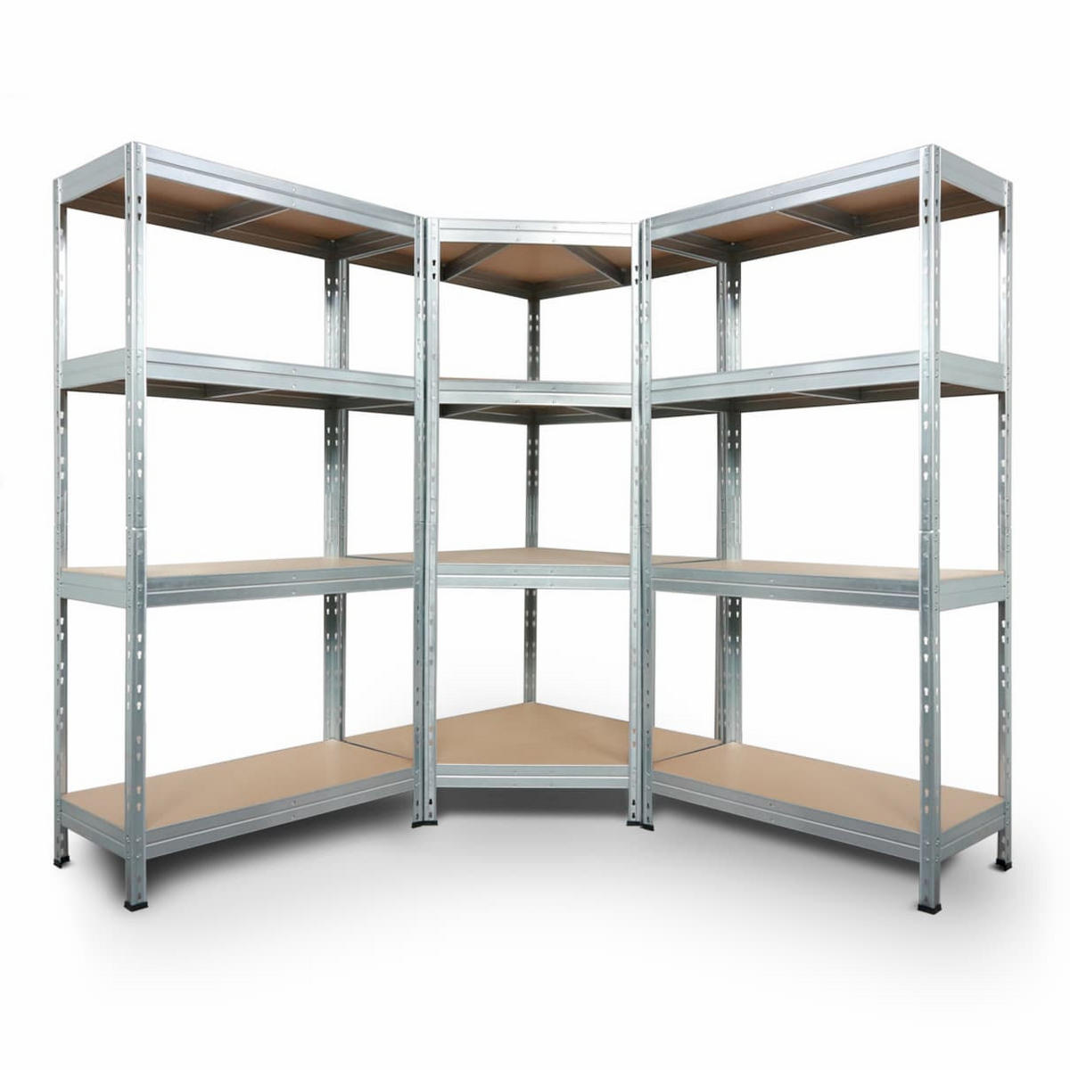 REGALSYSTEM 180x180x180x45 4B. verzinkt - Zinkfarben, Metall (360/180/45cm) - AR Shelving