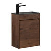 GÄSTE-WC-MÖBELSET Sinta 2 Teile Walnuss Braun - Schwarze Waschbecken - 40 x 22 x 54 cm - Walnussfarben/Schwarz, Holz (40/54/22cm) - Badplaats