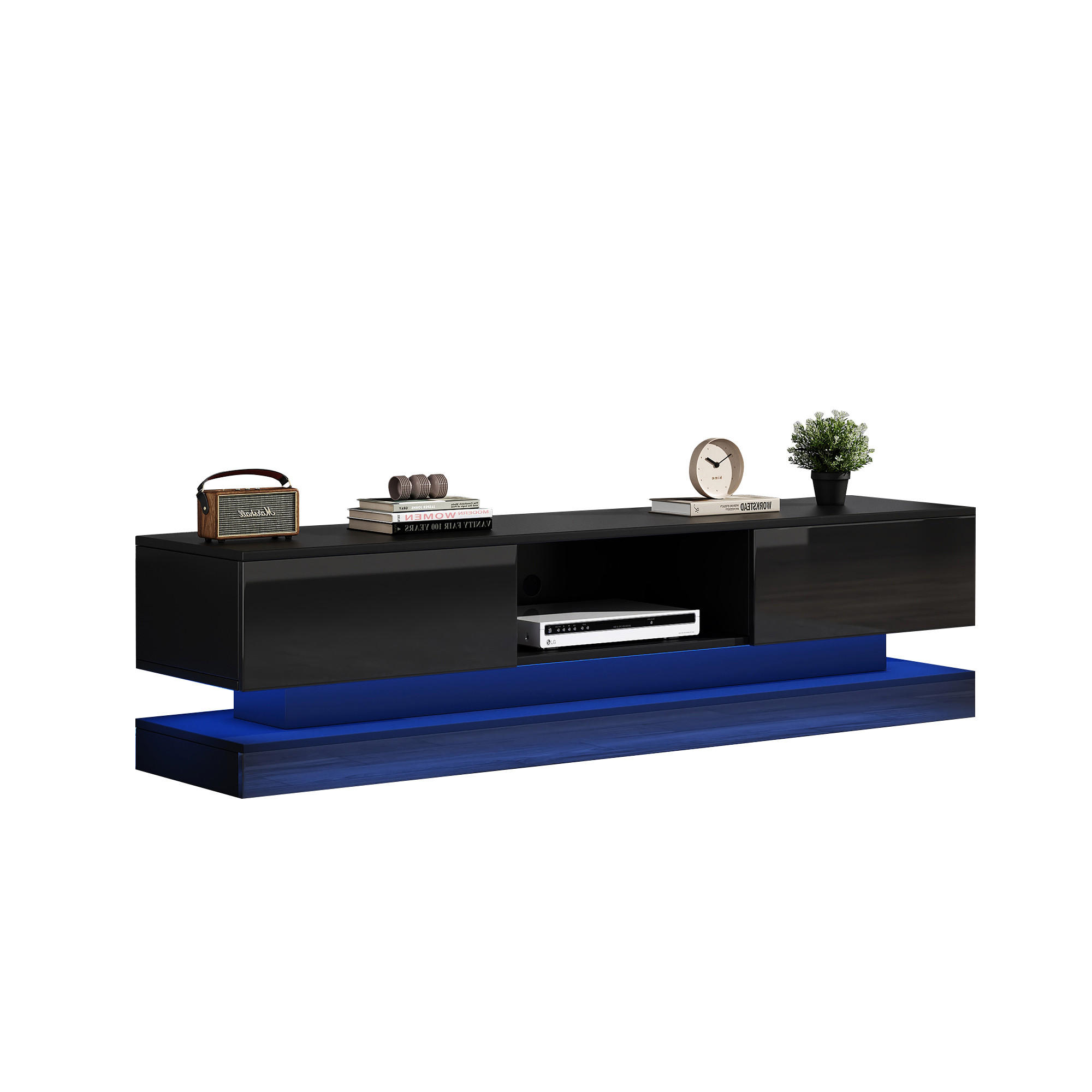 Beauniv Tv-Lowboard Schwarz 35x40.5x160 cm