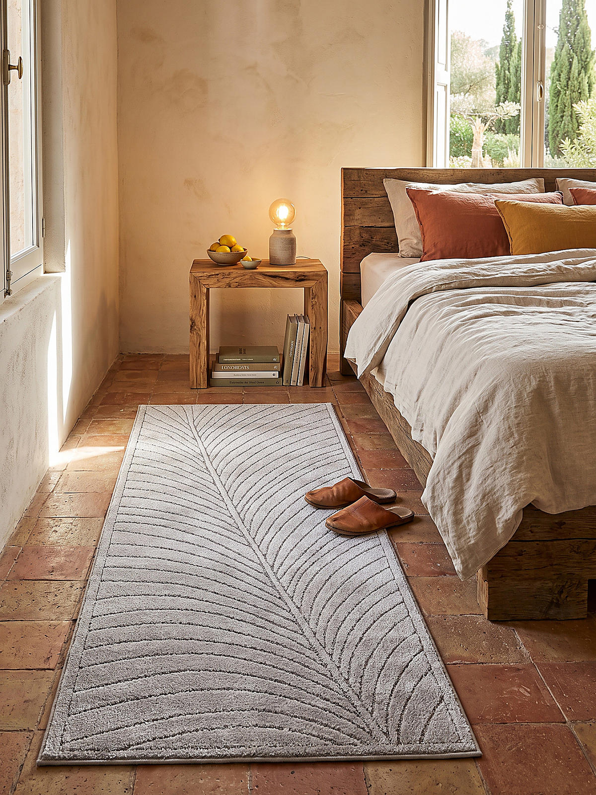LÄUFER Outdoor, Fußbodenheizung-geeignet, mit Blattmotiv, aus Polypropylen, ENGADIN in Silbergrau, 80 x 150 cm - Grau, Textil (80/150cm) - KADIMA DESIGN