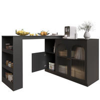 BAROVÝ stôl z MDF, 120/40/97 cm čierny, otočný o 360° s úložným priestorom - čierna, kompozitné drevo (120/40/103cm) - BEAOK