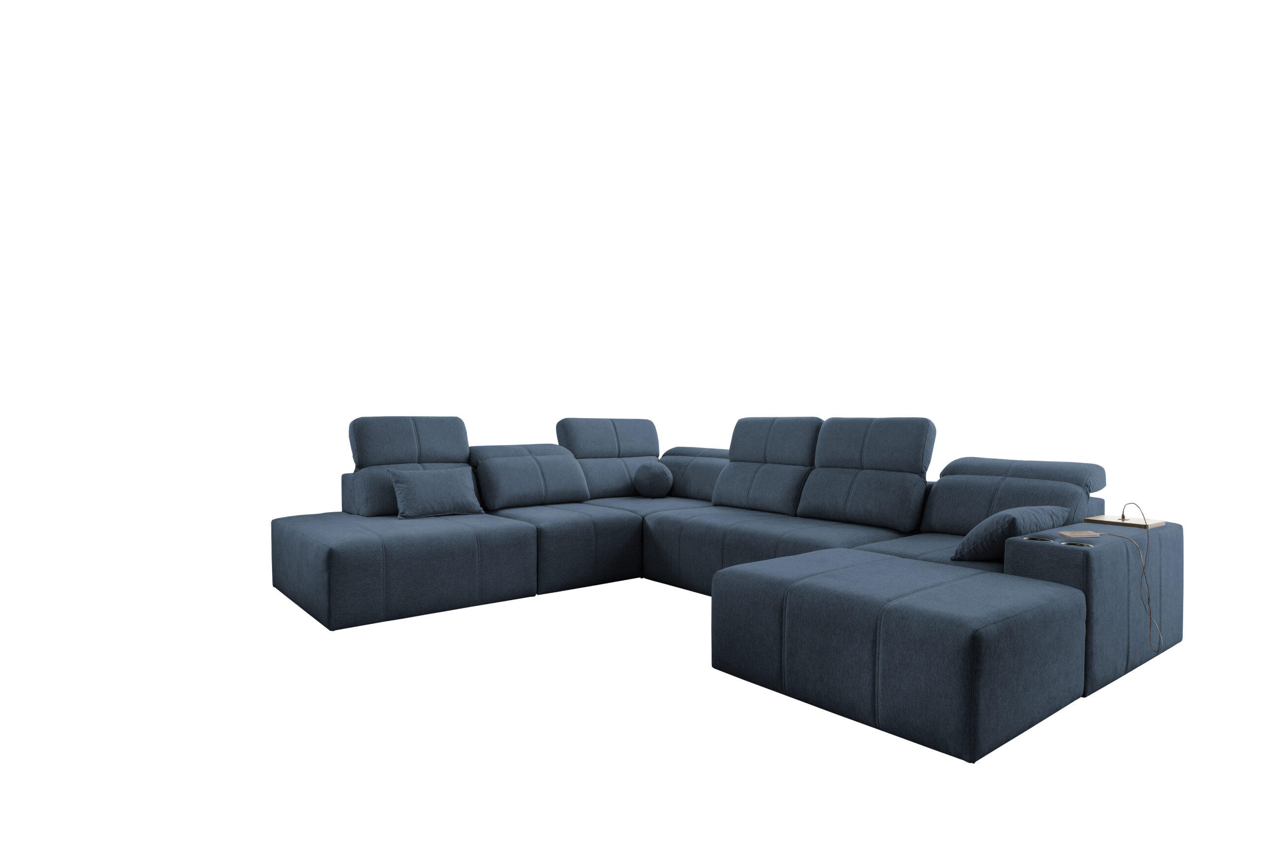 ECKSOFA Multifunktional Mindy X Stoff Verita Blau Rechts - Blau, Holz (359/300cm) - Kaiser Möbel