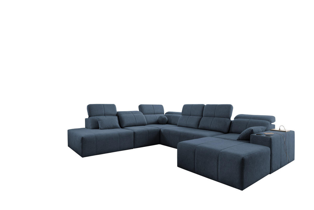 ECKSOFA Multifunktional Mindy X Stoff Verita Blau Rechts - Blau, Holz (359/300cm) - Kaiser Möbel