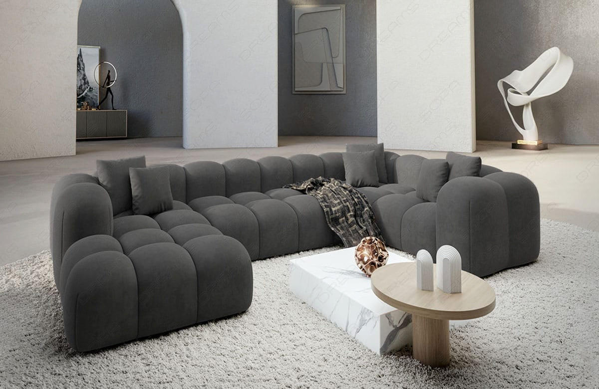 WOHNLANDSCHAFT Cloud Dunkelgrau Samtstoff - Dunkelgrau, Kunststoff (314/72/184cm)