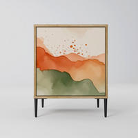 SIDEBOARD WATERCOLOUR PEAKS, Eichefarben, 57,5x42x72,5 cm, Schwarze Metallfüße - Eichefarben/Multicolor, Holzwerkstoff/Metall (57.5/72.5/42cm) - SpaceRebels
