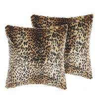 DEKOKISSEN 2er-Set Braun 45/45 cm Foxtail - Braun, Kunststoff/Textil (45/45cm) - Beliani