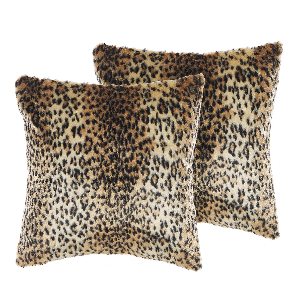 DEKOKISSEN 2er-Set Braun 45/45 cm Foxtail - Braun, Kunststoff/Textil (45/45cm) - Beliani