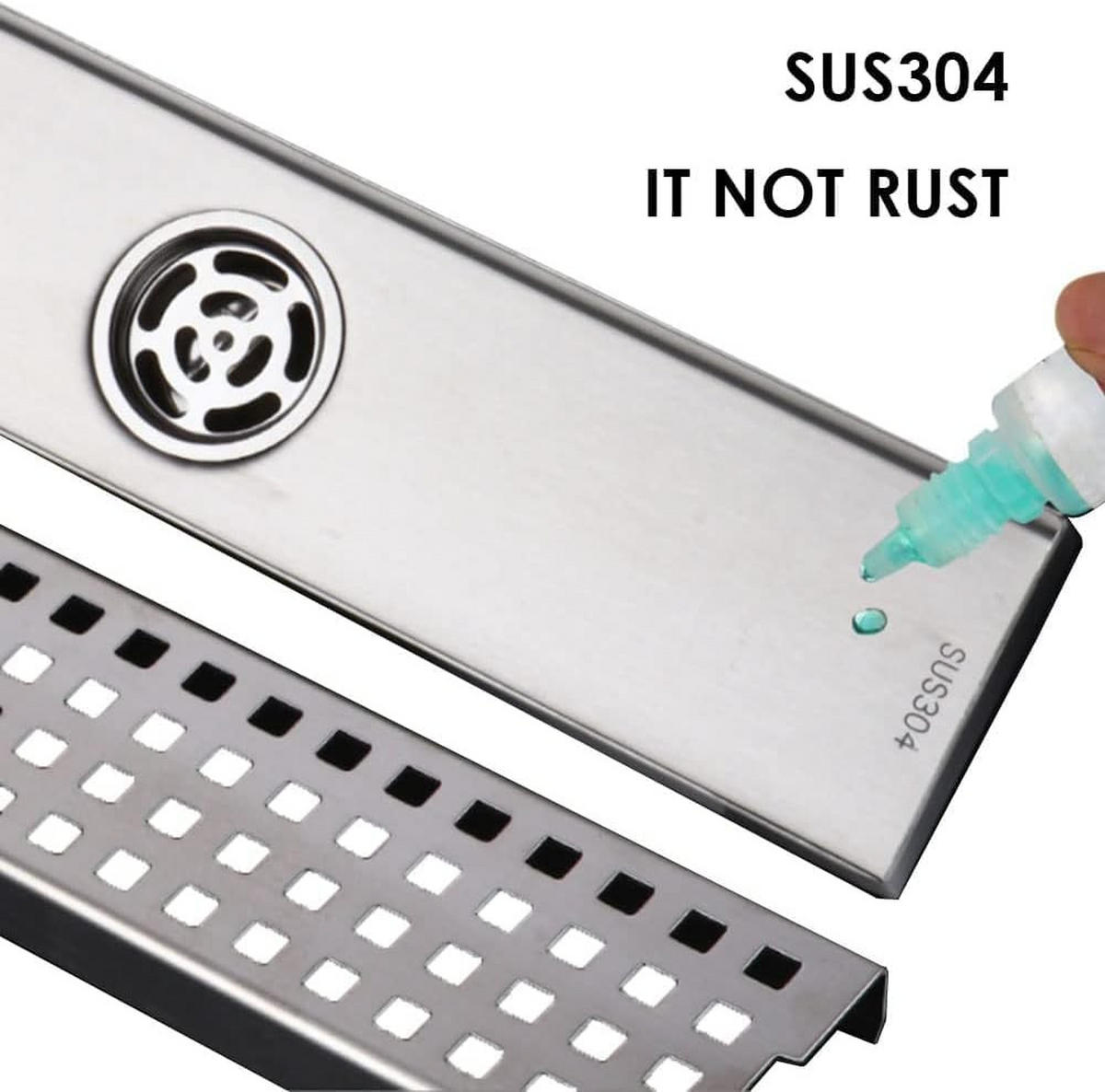 BODENABLAUF – 6,8 x 30 cm – Rechteckig - Silberfarben, Metall (31/7/7.8cm)