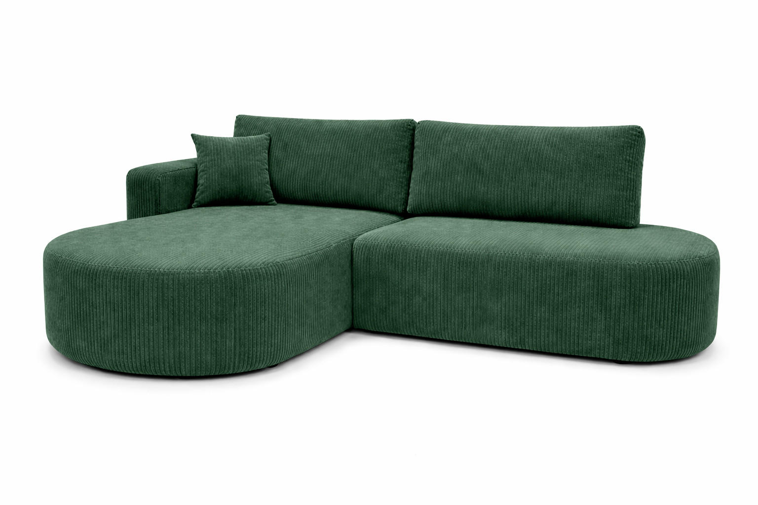 ECKSOFA Mit Schlaffunktion Und Bettkasten, Cordstoff Poso, Grün, Links, ROUND ONE OPEN XL - Grün, Holz (262/175cm) - Kaiser Möbel