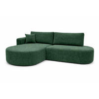 ECKSOFA Mit Schlaffunktion Und Bettkasten, Cordstoff Poso, Grün, Links, ROUND ONE OPEN XL - Grün, Holz (262/175cm) - Kaiser Möbel