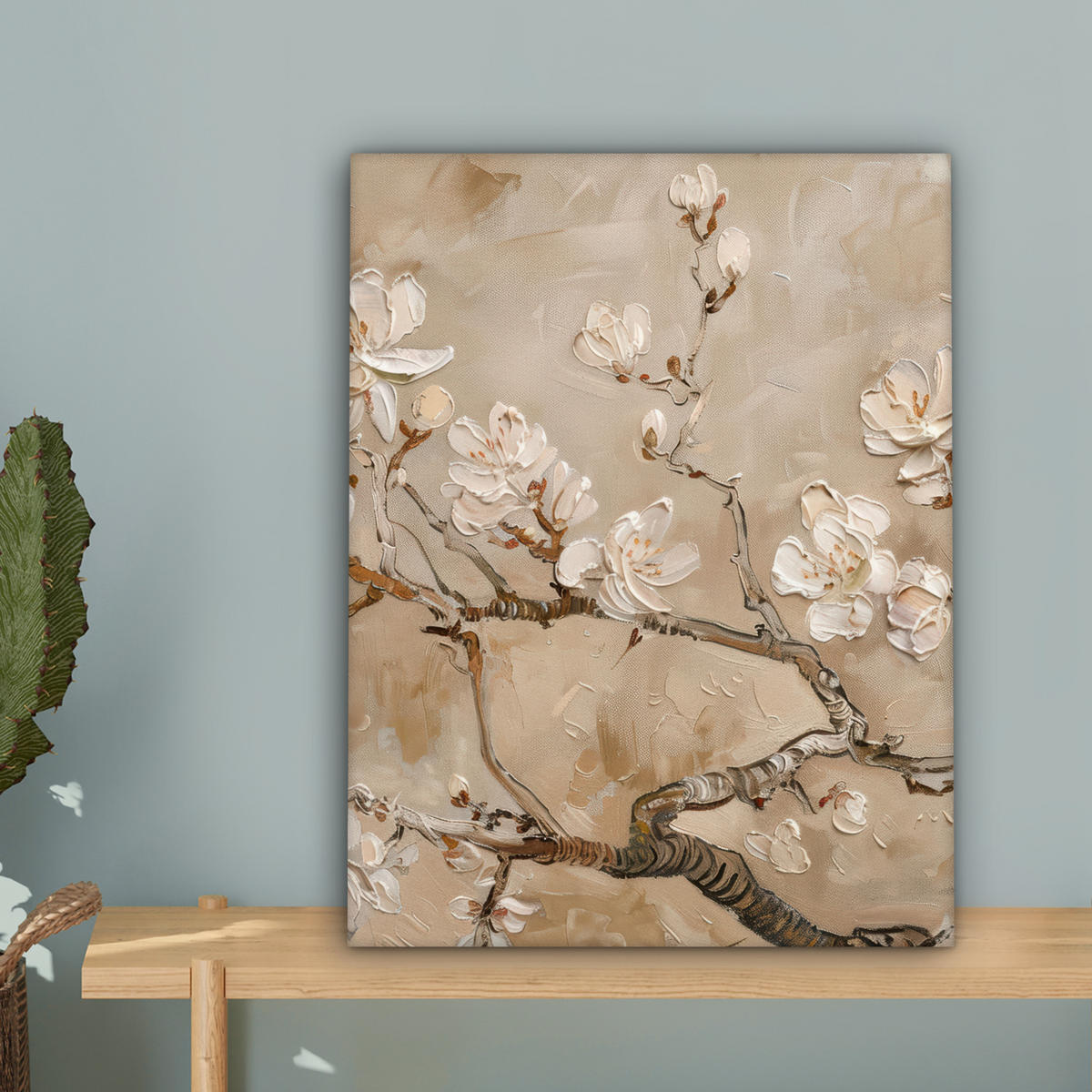 LEINWANDBILD - Blumen - Modern - Beige - Weiß - Blüte - 30x40 - Bilder - Beige, Textil (30/40cm) - MuchoWow