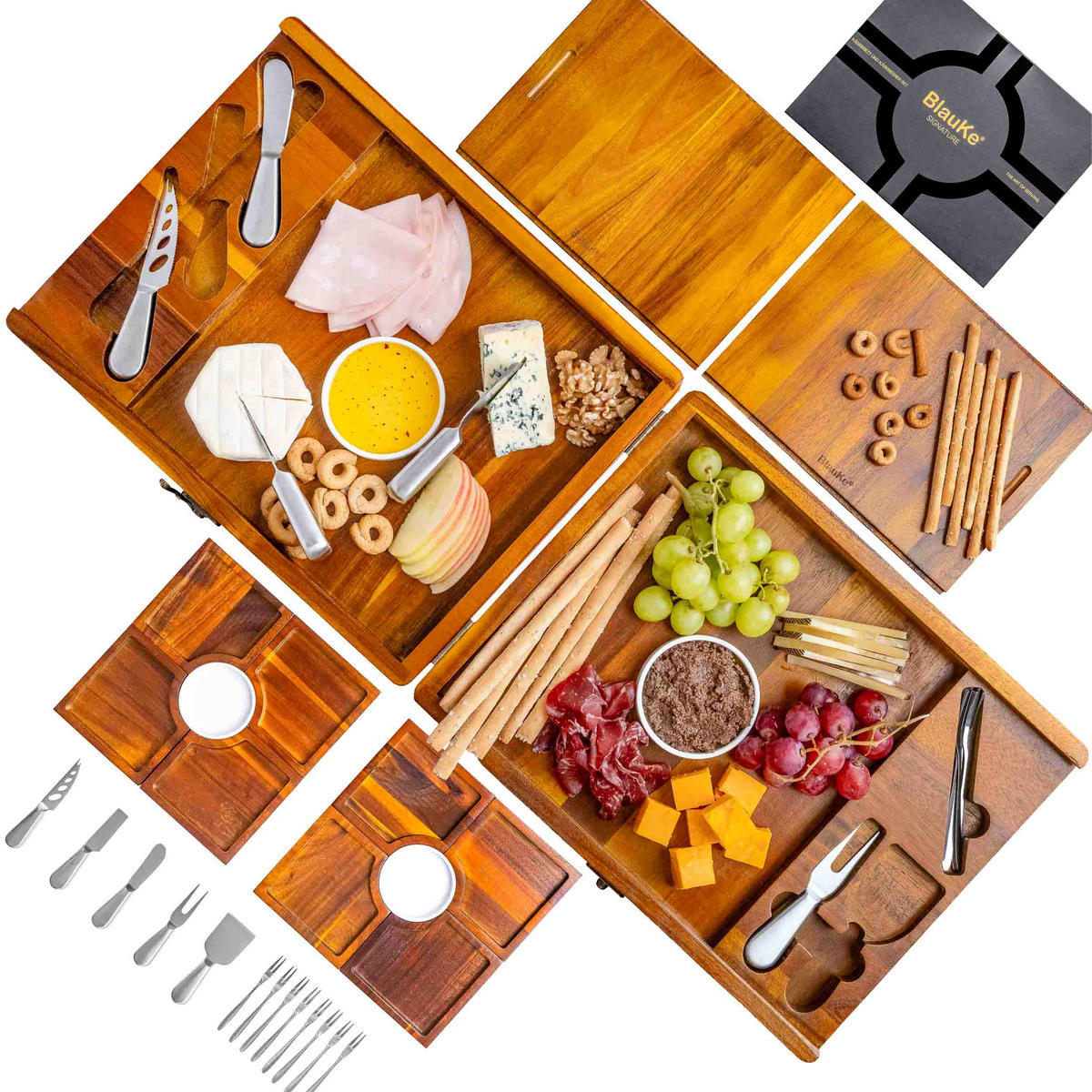 KÄSEBRETT Set für Große Gruppen 30x39cm (Akazienholz) - Beige, Holz (30/38cm) - BlauKe