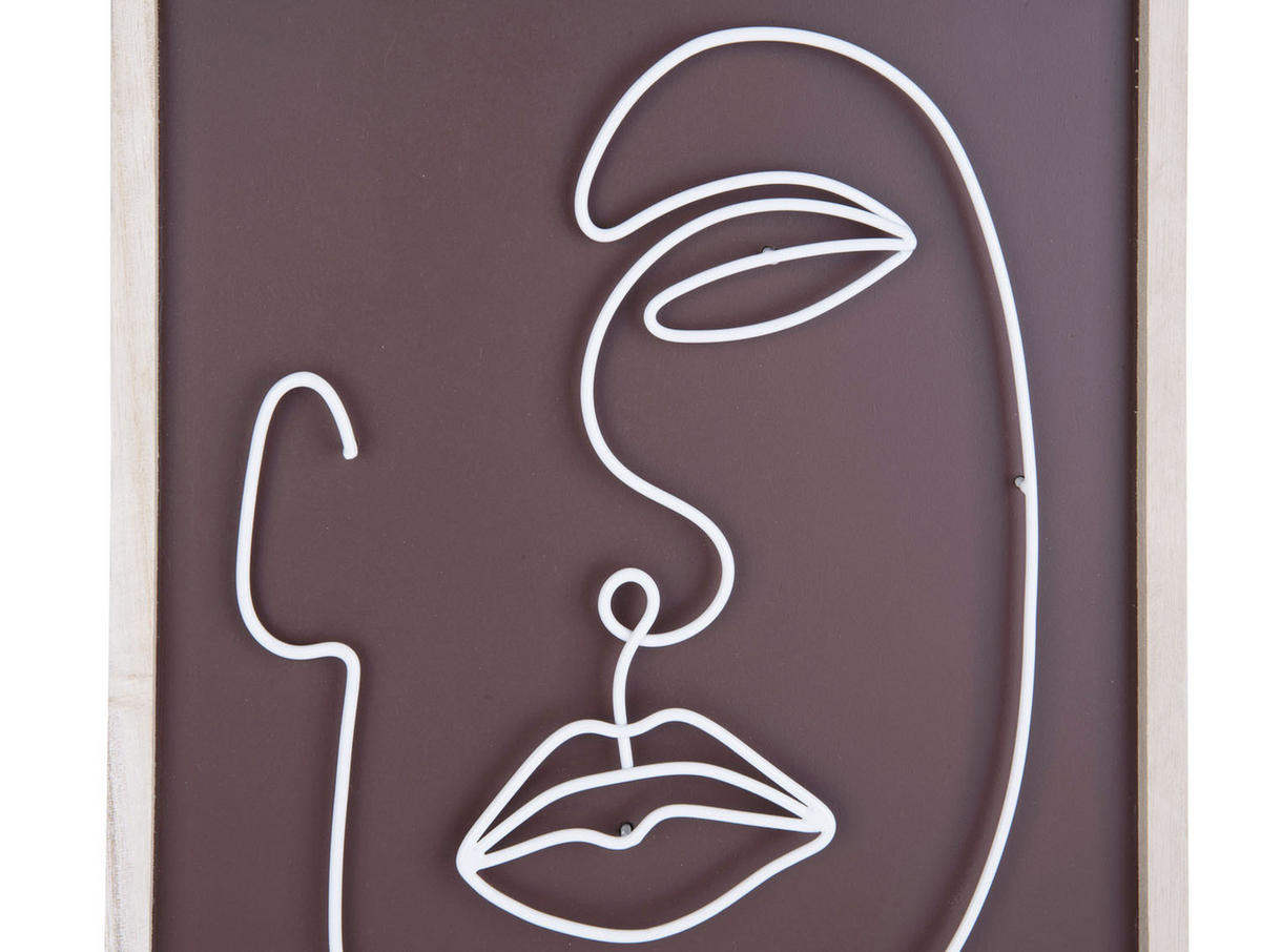 WANDDEKORATION Metall Gesichtsmotiv Art Line - Braun, Holzwerkstoff (27/38/38cm)