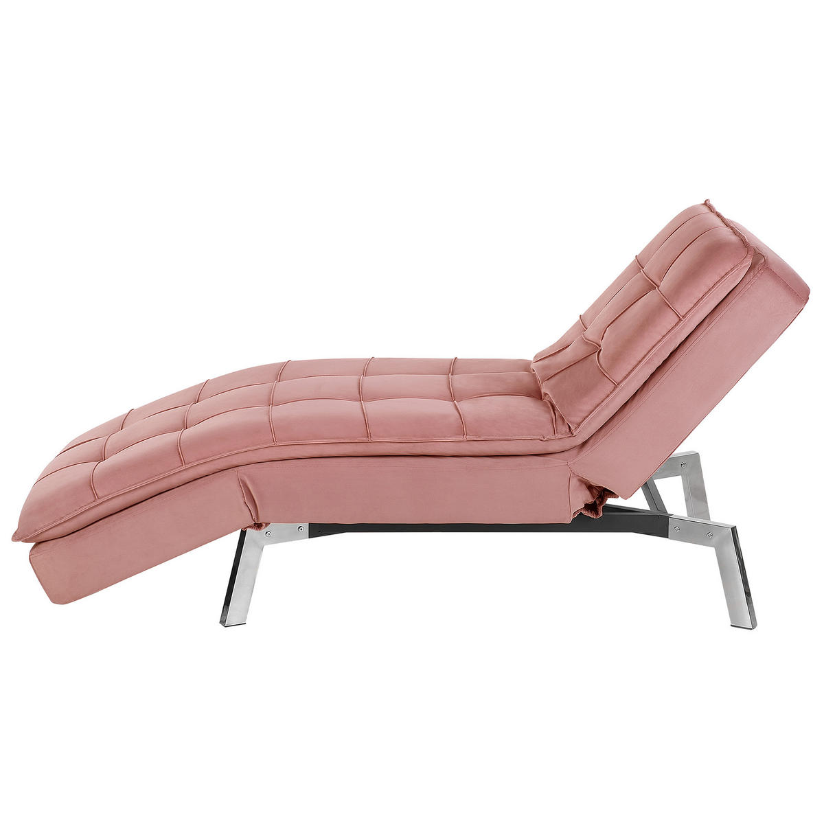 RELAXLIEGE Samtstoff rosa verstellbar Loiret - Pink/Silberfarben, Textil (179/93/76cm) - Beliani