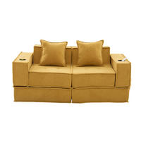 SCHLAFSOFA 162/78/66 cm Senfgelb Chenille mit seitlichem Stauraum und Getränkehaltern - Currygelb, Textil (162/66/78cm) - Oxeza
