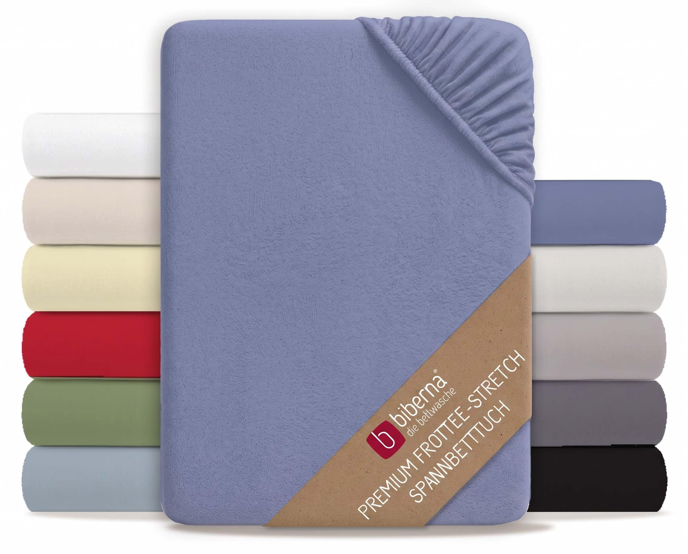 SPANNBETTTUCH Premium Frottee blau, 90x190 cm - 100x200 cm - Blau, Textil (100/200cm) - biberna