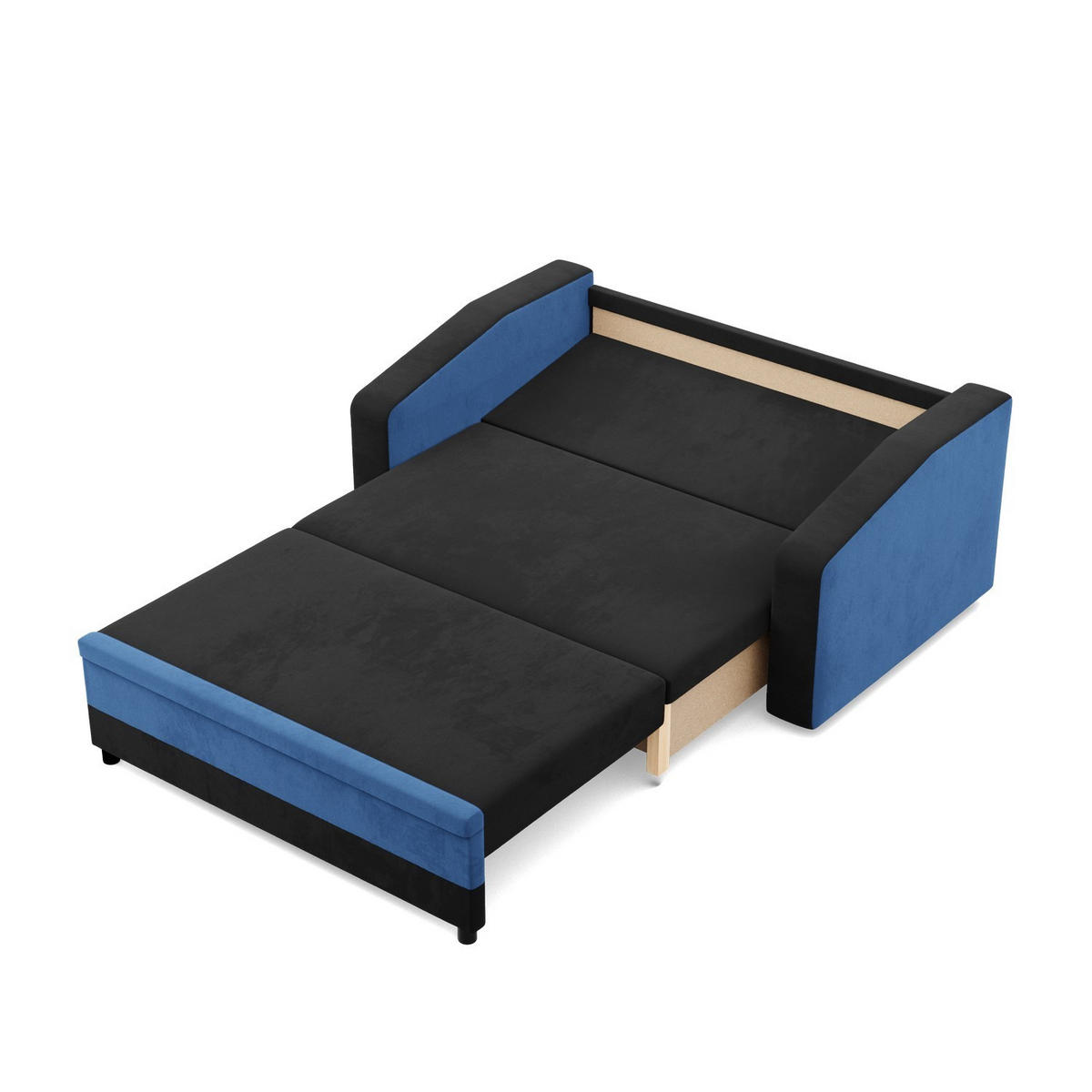 SOFA 2-SITZER MIT SCHLAFFUNKTION ORION, Schwarz + Dunkelblau - Schwarz/Dunkelblau, Textil (148/90/87cm)