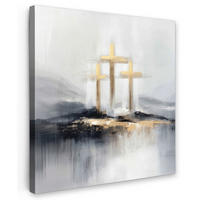 LEINWANDBILD Abstrakt - Malerei - Christentum - Kreuz Deko Groß 90x90 cm - Weiß, Textil (90/90cm) - MuchoWow