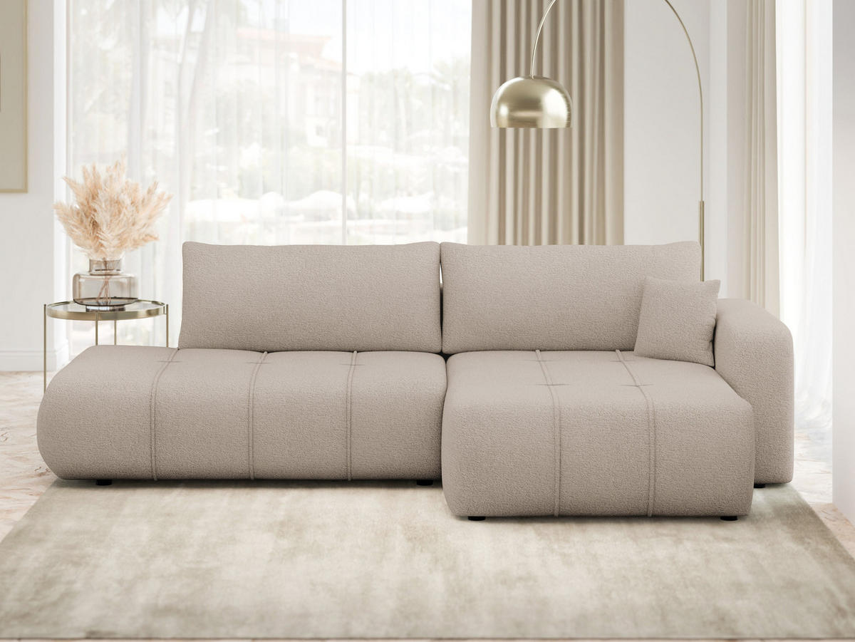 ECKSOFA Furyn O, Seite: Rechts - Beige/Schwarz, Holzwerkstoff/Kunststoff (262/145cm) - MIRJAN24
