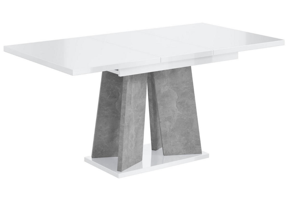 ESSTISCH ausziehbar 120 -160x90x75 cm - Hochglanz Weiß/Betonoptik - UFOM - Weiß Hochglanz, Holzwerkstoff (120/90/75cm) - ALTDECOR