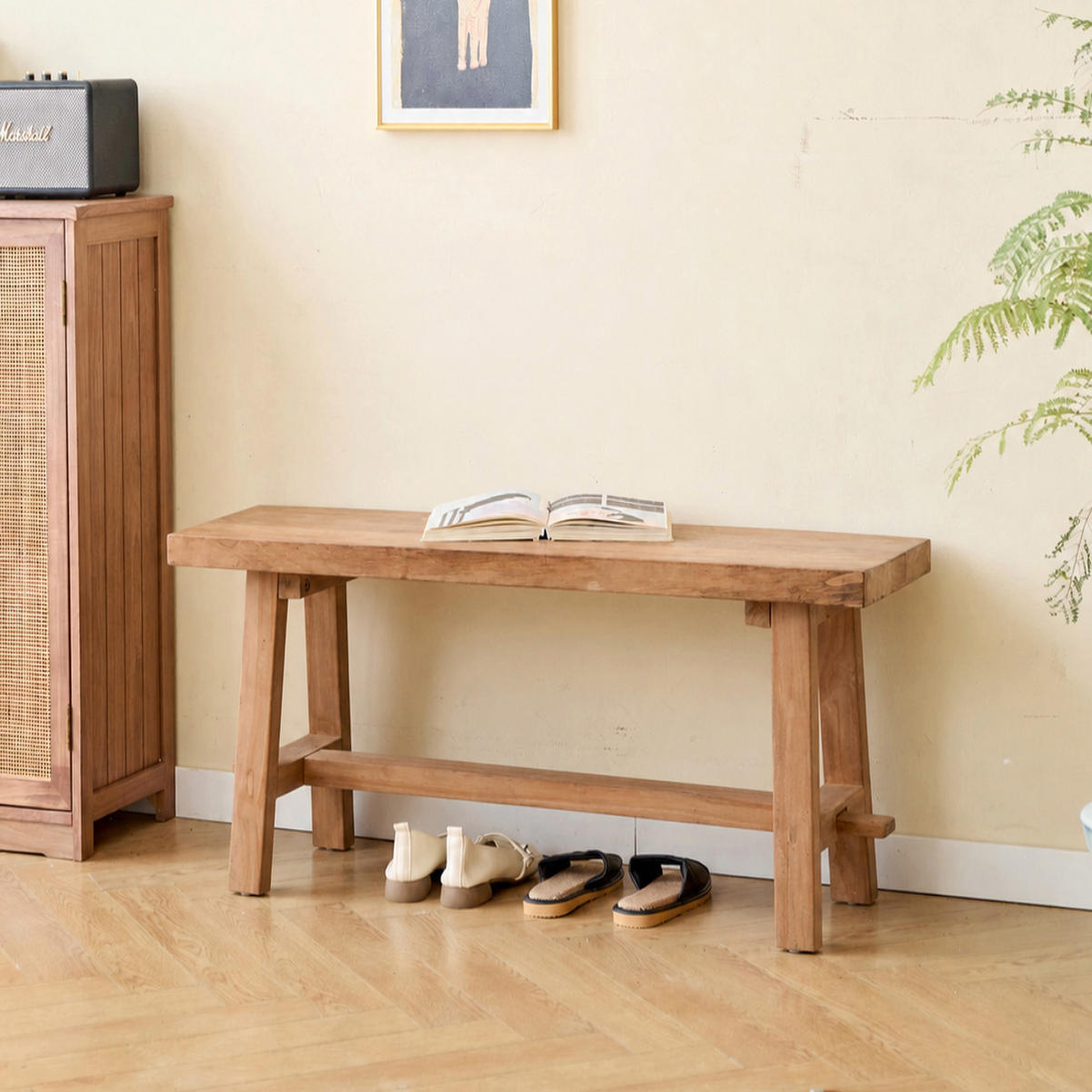 SITZBANK Holz Braun - Braun, Holz (90/45/25cm) - Nordlys