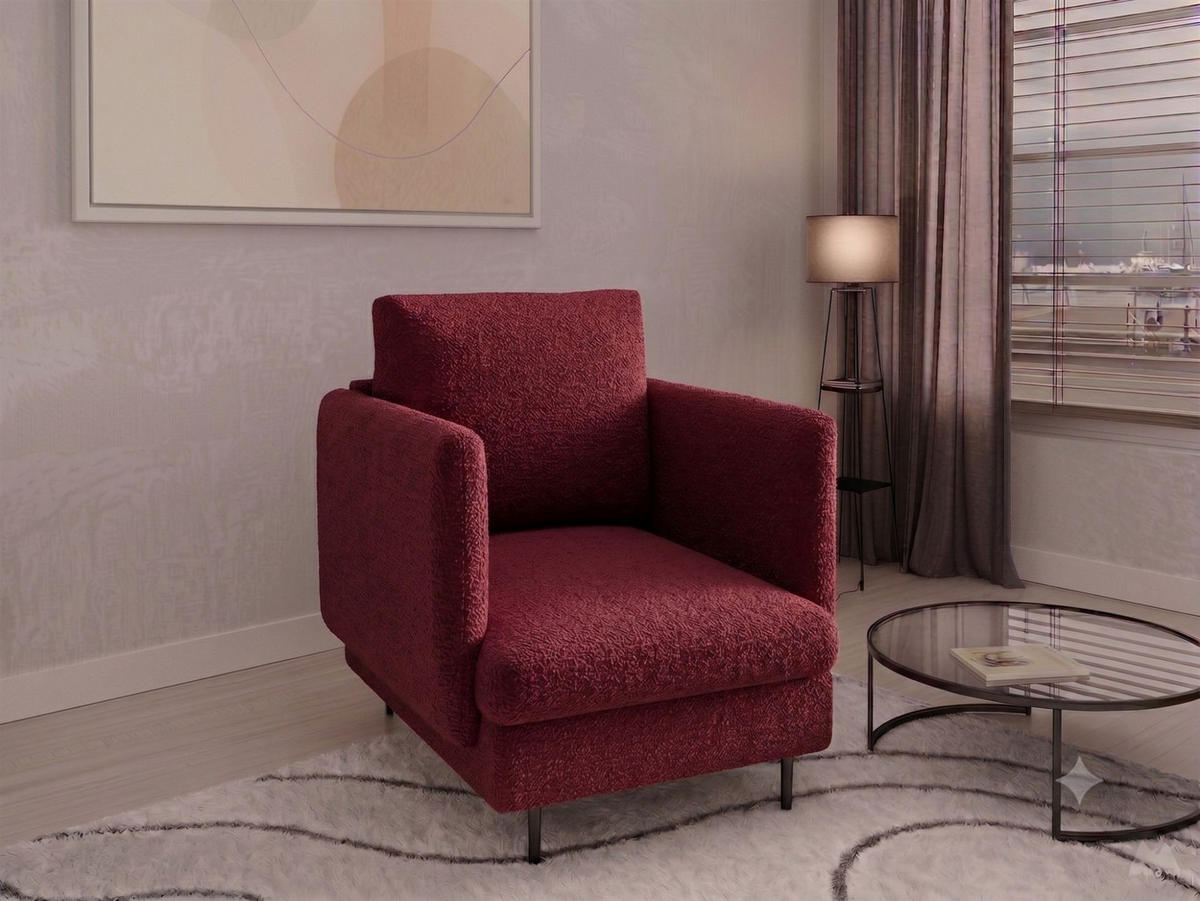 SOFASET Helmer 3-2-1 In Stoff Baloo - Bordeaux, Holzwerkstoff/Textil (226/95/95cm) - Fun Möbel