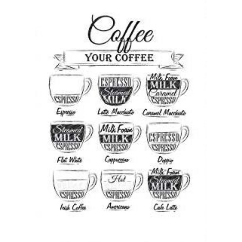 POSTER Kaffee Weißer Hintergrund A4 Rahmenlos - Klar, Papier (29.7/5/21cm) - Nacnic